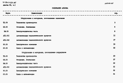 Состав альбома. Типовой проект 901-3-204.85Альбом 7 Спецификации оборудования. Часть 1 Отделение контактных осветлителей. Часть 2 Отделение барабанных сеток.  