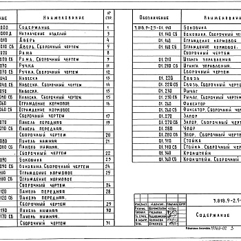 Состав фльбома. Серия 3.818.9-2 ТехнологическиеВыпуск 5 Стальные технологические изделия для свиноводческих зданий