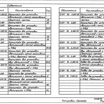 Состав фльбома. Серия 5.407-92 УстановкаВыпуск 2 Чертежи изделий