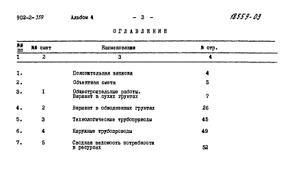 Состав альбома. Типовой проект 902-2-359Альбом 4 Сметы