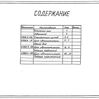 Состав фльбома. Серия 7.406-4 УстановкиАльбом 4 Тепловой контроль и автоматика. Чертежи задания заводу-изготовителю