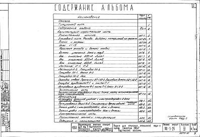 Состав альбома. Типовой проект 901-3-25Альбом 6 Башня для хранения промывной воды с баком емкостью 300 м3 (чертежи)