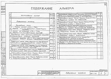 Состав альбома. Типовой проект 902-1-44Альбом 4 Архитектурно-строительная часть (глубина заложения подводящего коллектора 5,5 м). Подземная часть