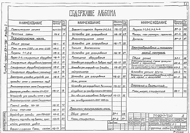 Состав альбома. Типовой проект 901-1-7/80Альбом 1 Технологическая, архитектурно-строительная части, электрооборудование и технологический контроль, отопление и вентиляция
