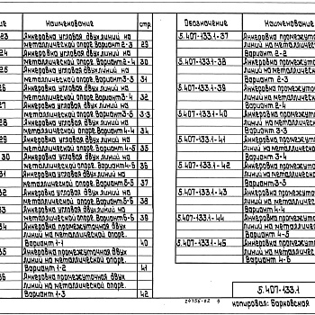 Состав фльбома. Серия 5.407-133 ВоздушныеВыпуск 1 Узлы. Рабочие чертежи