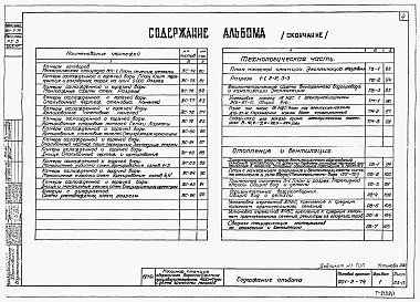 Состав альбома. Типовой проект 901-2-74Альбом 1 Архитектурно-строительная, технологическая, механическая и санитарно-техническая части