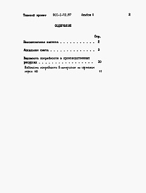 Состав альбома. Типовой проект 901-1-72.87Альбом 2 Сметы. Ведомости потребности в материалах