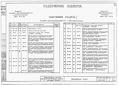 Состав альбома. Типовой проект 901-2-65Альбом 2 Электрооборудование, автоматика и технологический контроль. Чертежи монтажной зоны