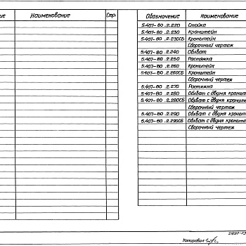 Состав фльбома. Серия 5.407-80 ПрокладкаВыпуск 2 Чертежи изделий