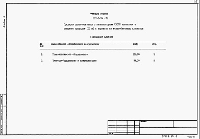 Состав альбома. Типовой проект 901-6-99.89Альбом 5 Спецификации оборудования   