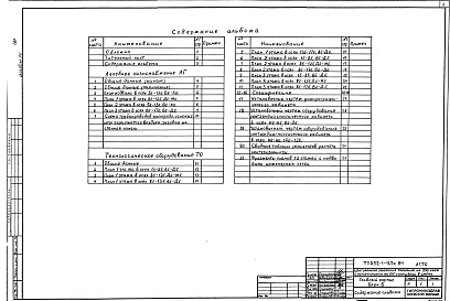 Состав альбома. Типовой проект 252-1-125с.84Альбом 14  Лечебное газоснабжение. Технологическое оборудование