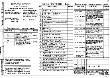 Состав альбома. Типовой проект 274-12-56.83Альбом 1 Архитектурно-строительные решения. Витражи. Технология и механизация. Отопление и вентиляция   