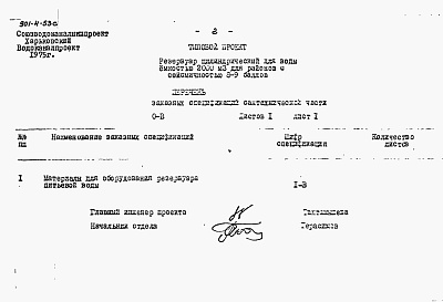 Состав альбома. Типовой проект 901-4-53сАльбом 2 Заказные спецификации.     