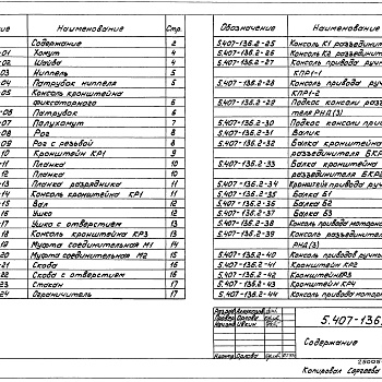 Состав фльбома. Серия 5.407-136 ВоздушныеВыпуск 2 Изделия. Рабочие чертежи 