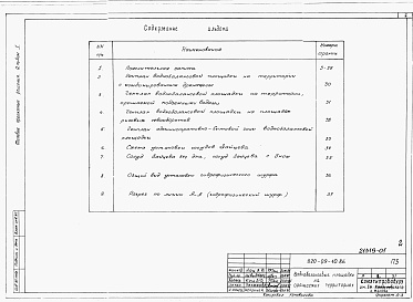 Состав альбома. Типовой проект 820-09-10.86Альбом 1 Пояснительная записка, генпланы. Приложение – нестандартизированное оборудование.     
