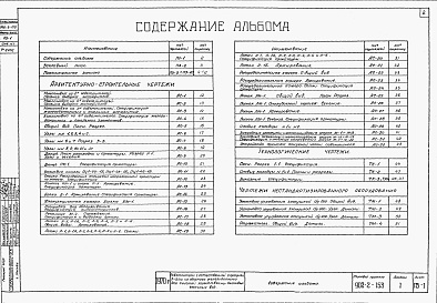 Состав альбома. Типовой проект 902-2-153Альбом 1 Пояснительная записка и чертежи