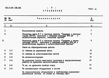 Состав альбома. Типовой проект 901-6-65Альбом 8 Сметы