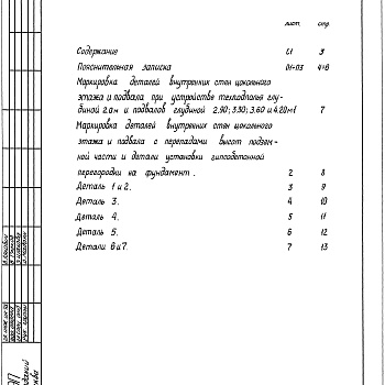 Состав фльбома. Серия 2.210-1 ДеталиВыпуск 9 Внутренние стены цокольного этажа и подвала каркасно-панельных зданий 