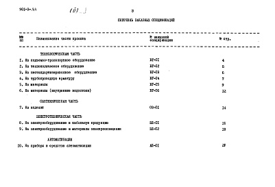 Состав альбома. Типовой проект 901-3-144Альбом 2 Заказные спецификации.