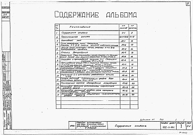 Состав альбома. Типовой проект 901-4-49сАльбом 1 Строительная часть и оборудование.     