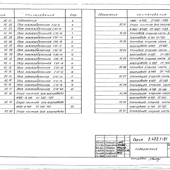 Состав фльбома. Серия 3.402.1-31. НадземныеВыпуск 2 Сборные конструкции и опорные части