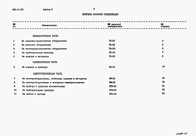 Состав альбома. Типовой проект 901-3-159Альбом 5 Заказные спецификации     