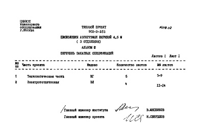 Состав альбома. Типовой проект 902-2-286Альбом 3 Заказные спецификации  