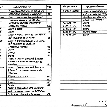 Состав фльбома. Серия 5.407-65 ЯщикиВыпуск 1 Чертежи изделий