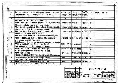 Состав альбома. Типовой проект 27-0-3.86 Альбом 4 Грузоподъемное оборудование и оборудование для перемещения грузов