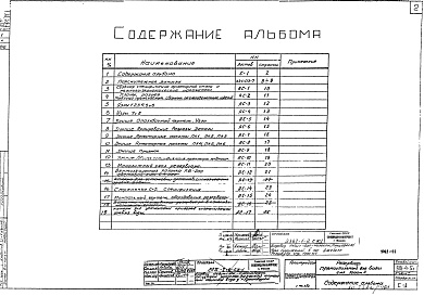 Состав альбома. Типовой проект 901-4-5сАльбом 1 Строительная часть и оборудование