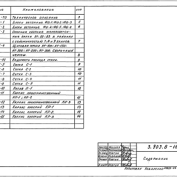 Состав фльбома. Серия 3.903.8-16 БесканальнаяВыпуск 5 Изделия строительные заводского изготовления. Рабочие чертежи