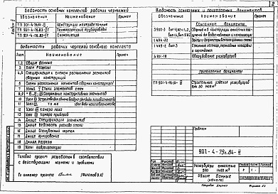 Состав альбома. Типовой проект 901-4-79с.84Альбом 3 Конструкции железобетонные    