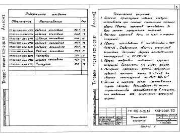 Состав альбома. Типовой проект 902-5-38.87Альбом 2 Строительные изделия    
