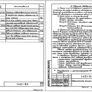 Состав фльбома. Серия 1.412.1-6 ФундаментыВыпуск 0 Материалы для проектирования