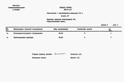 Состав альбома. Типовой проект 902-2-316Альбом 4 Заказные спецификации