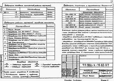 Состав альбома. Типовой проект 901-4-76.83Альбом 2 Технологические трубопроводы и сигнализация резервуаров емк. 50-20000 м3