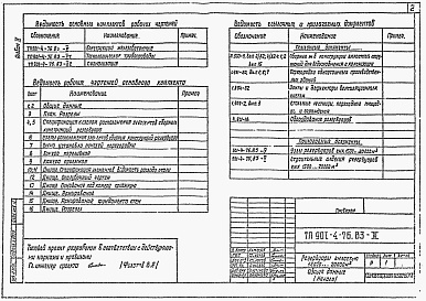 Состав альбома. Типовой проект 901-4-76.83Альбом 3 Конструкции железобетонные    