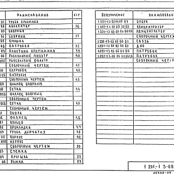 Состав фльбома. Серия 1.291-1 ОхлаждаемыеВыпуск 3 Нестандартное оборудование для рассольных систем охлаждения холодильных камер