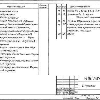 Состав фльбома. Серия 5.407-37 ПрокладкаВыпуск 2 Чертежи изделий