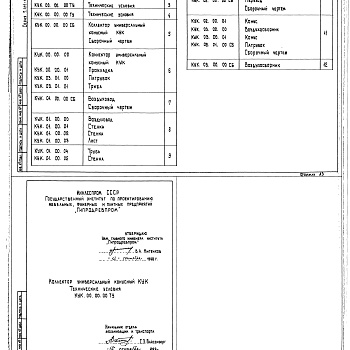 Состав фльбома. Серия 7.411-1 ИзделияВыпуск 3-1 Коллектор универсальные конусный КУК. Рабочие чертежи