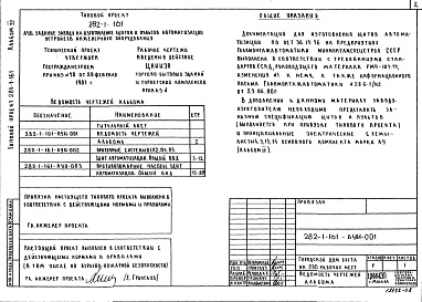 Состав альбома. Типовой проект 282-1-161Альбом 7 Задание заводу на изготовление щитов и пультов автоматизации устройств инженерного оборудования