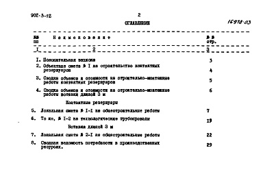Состав альбома. Типовой проект 902-3-12Альбом 3 Сметы