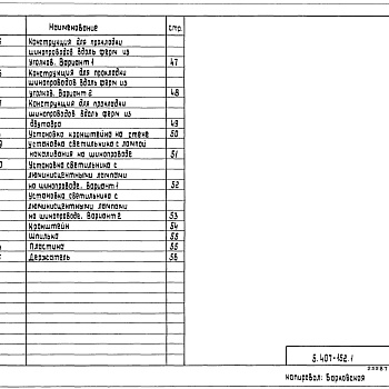 Состав фльбома. Серия 5.407-152 ПрокладкаВыпуск 1 Материалы для проектирования и рабочие чертежи