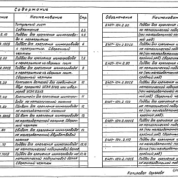 Состав фльбома. Серия 5.407-104 ПрокладкаВыпуск 2 Чертежи изделий