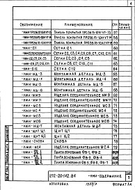 Состав альбома. Типовой проект 272-20-142.84Альбом 7 Железобетонные металлические изделия     
