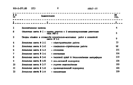 Состав альбома. Типовой проект 902-2-371.83Альбом 6 Сметы