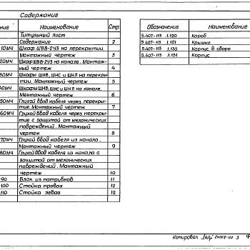 Состав фльбома. Серия 5.407-113 УстановкаВыпуск 1 Монтажные чертежи. Чертежи изделий 