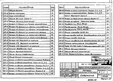 Состав альбома. Типовой проект 901-2-116Альбом 5 Генеральный план и транспорт.Архитектурно-строительные решения.Конструкции железобетонные. Отопление и вентиляция. Станции производительностью от 120 до 375 м3/ч.