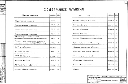 Состав альбома. Типовой проект 902-1-6Альбом 1 Технологическая и механические части