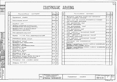 Состав альбома. Типовой проект 902-2-211Альбом 1 Архитектурно-строительные чертежи двухсекционного аэротенка-смесителя